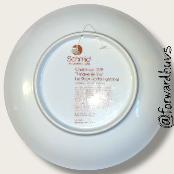 1978 Schmid “Heavenly Trio” Christmas Plate – Sister Berta Hummel – No Box - Picture 3 of 8
